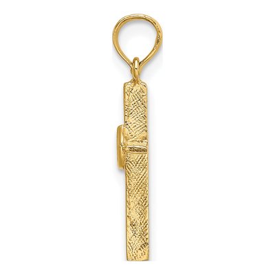 10K Yellow Gold Wedding Cross Charm – view 3