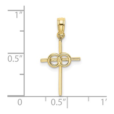 10K Yellow Gold Wedding Cross Charm – view 4