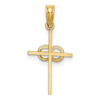 10K Yellow Gold Wedding Cross Charm – view 5