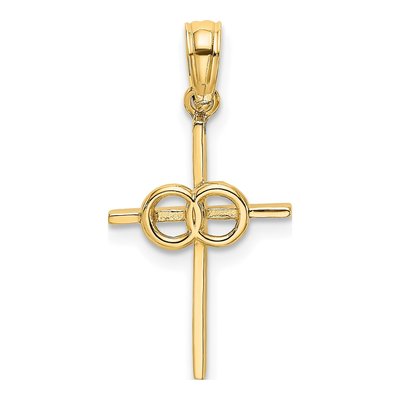 10K Yellow Gold Wedding Cross Charm