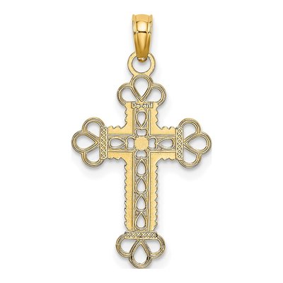 10K Yellow Gold Textured Cross Pendant – view 5