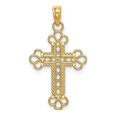 10K Yellow Gold Textured Cross Pendant