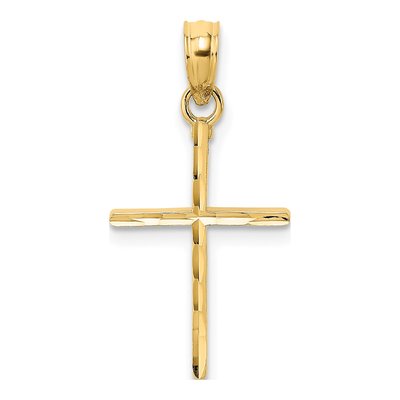 10K Yellow Gold Diamond-Cut Cross Pendant