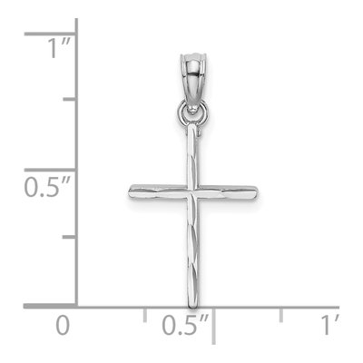 10K White Gold Diamond-Cut Cross Pendant – view 3