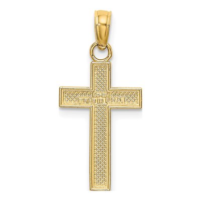 10K Yellow Gold Beaded Edge Cross Pendant – view 5