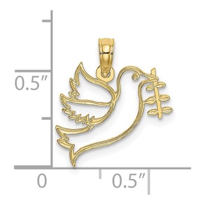 10K Yellow Gold Dove Olive Branch Pendant – view 4