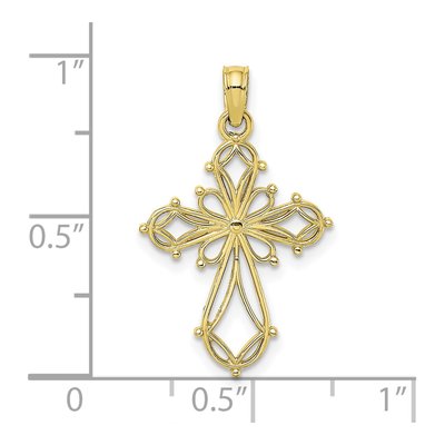 10K Yellow Gold Cut-Out Fancy Cross Charm – view 4