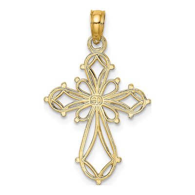 10K Yellow Gold Cut-Out Fancy Cross Charm – view 5