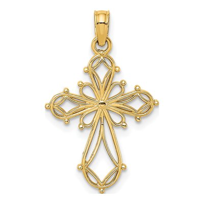 10K Yellow Gold Cut-Out Fancy Cross Charm