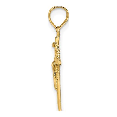 10K Yellow Gold Starburst Crucifix Pendant – view 3