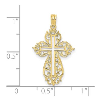 10K Yellow Gold Cut-Out Scroll Cross Charm – view 4