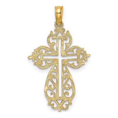 10K Yellow Gold Cut-Out Scroll Cross Charm – view 5