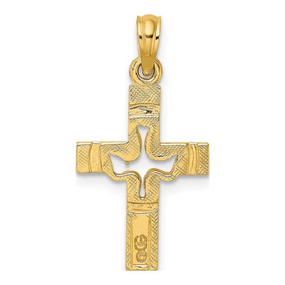 10K Yellow Gold Dove Cross Pendant – view 5
