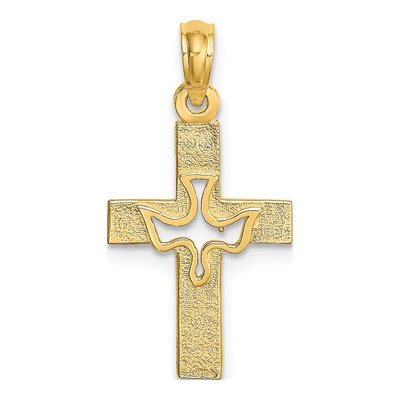 10K Yellow Gold Dove Cross Pendant