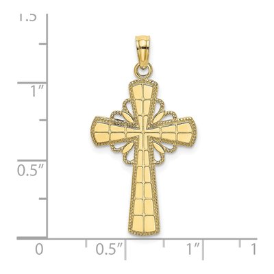 10K Yellow Gold Beaded Edge Cross Charm – view 4
