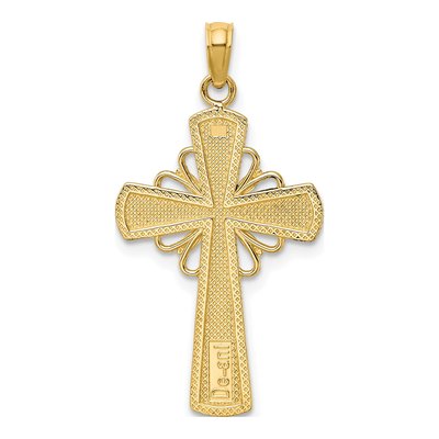 10K Yellow Gold Beaded Edge Cross Charm – view 5