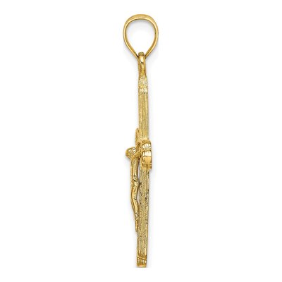 10K Yellow Gold Textured Crucifix Pendant – view 3