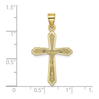 10K Yellow Gold Textured Crucifix Pendant – view 4