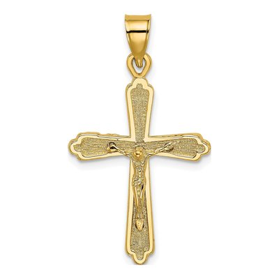 10K Yellow Gold Textured Crucifix Pendant