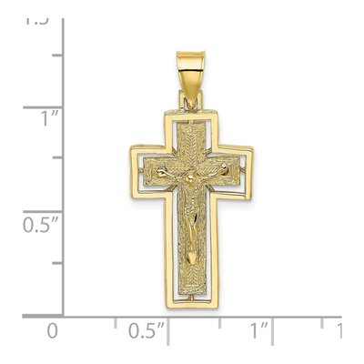 10K Yellow Gold Textured Crucifix Frame Charm – view 4