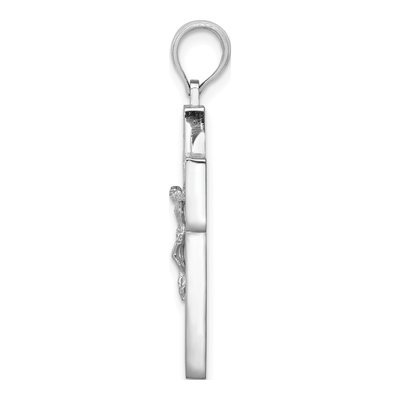 10K White Gold Textured Crucifix Pendant – view 3