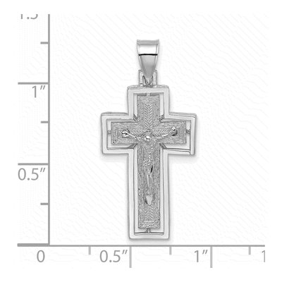 10K White Gold Textured Crucifix Pendant – view 4