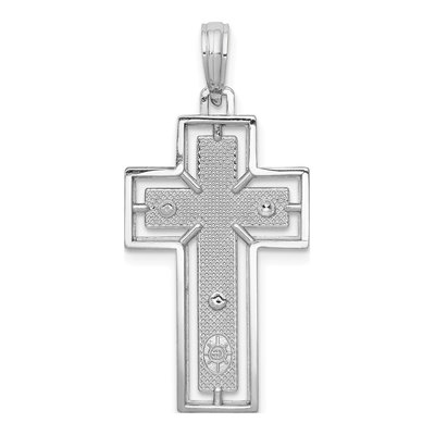 10K White Gold Textured Crucifix Pendant – view 5
