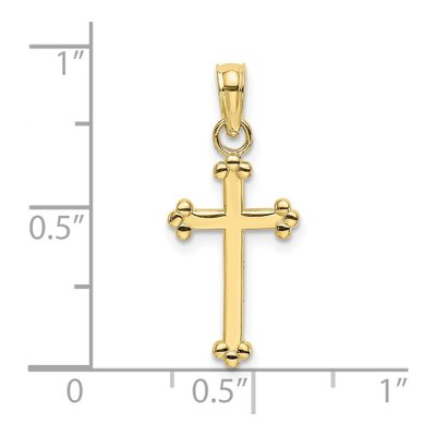 10K Yellow Gold Beaded Cross Pendant – view 4