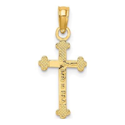 10K Yellow Gold Beaded Cross Pendant – view 5