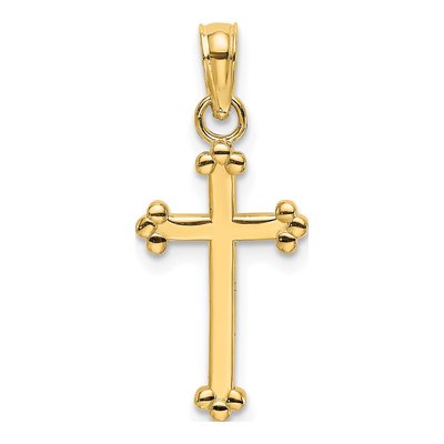 10K Yellow Gold Beaded Cross Pendant