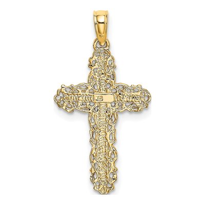 10K Yellow Gold Filigree Cross Pendant – view 4