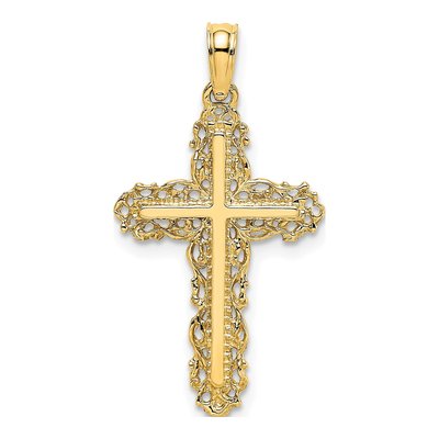 10K Yellow Gold Filigree Cross Pendant