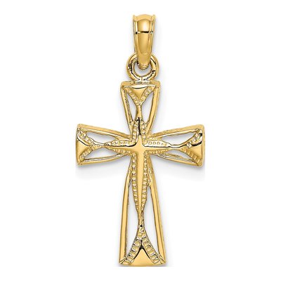 10K Yellow Gold Cut-Out Cross Pendant