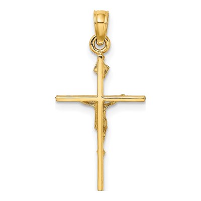 10K Yellow Gold INRI Crucifix Pendant – view 5