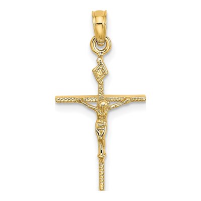 10K Yellow Gold INRI Crucifix Pendant
