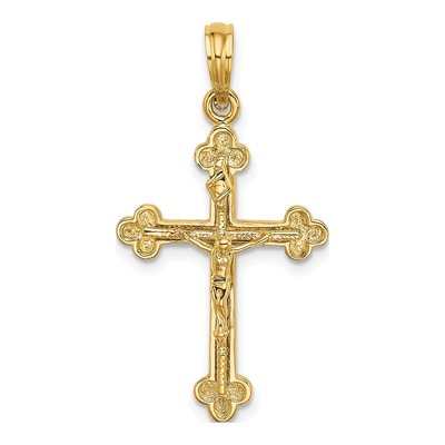10K Yellow Gold Narrow Budded Crucifix Charm
