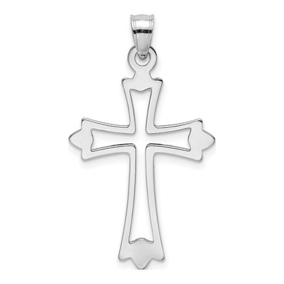10K White Gold Cut-Out Cross Pendant