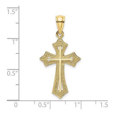 10K Yellow Gold Beaded Cross Pendant – view 4