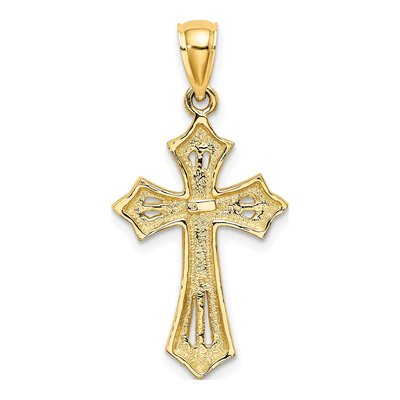10K Yellow Gold Beaded Cross Pendant – view 5