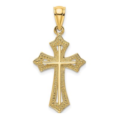 10K Yellow Gold Beaded Cross Pendant