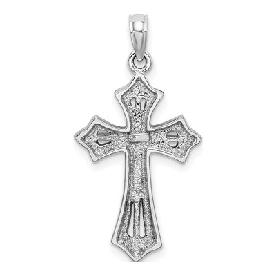 10K White Gold Beaded Cross Pendant – view 5