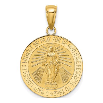 10K Yellow Gold Miraculous Medal Pendant