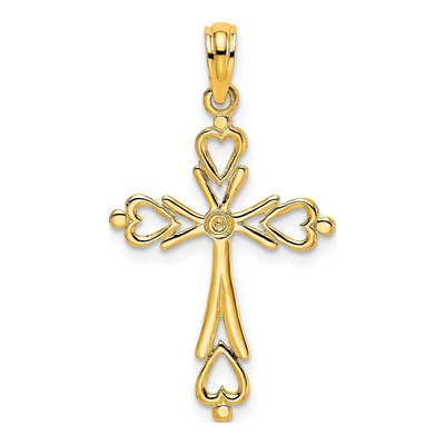 10K Yellow Gold Cross Cut-Out Charm