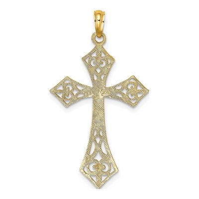 10K Yellow Gold Large Filigree Cross Charm – view 5