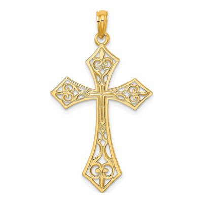 10K Yellow Gold Large Filigree Cross Charm