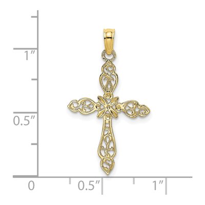 10K Yellow Gold Cut-Out Cross Pendant – view 4