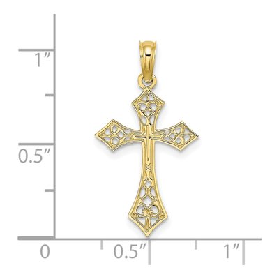 10K Yellow Gold Filigree Cross Pendant – view 5