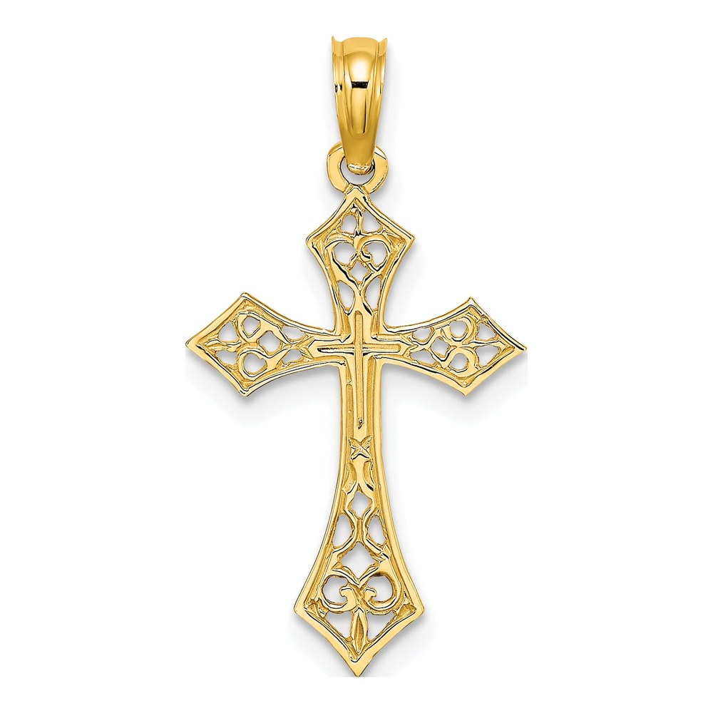10K Yellow Gold Filigree Cross Pendant