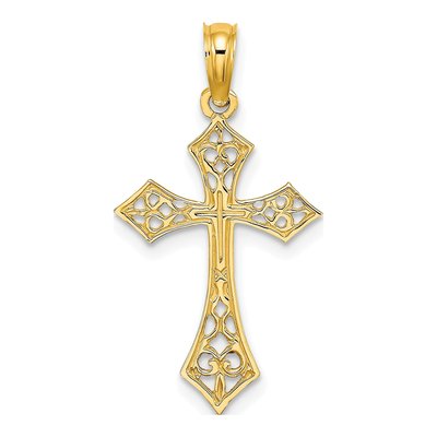 10K Yellow Gold Filigree Cross Pendant