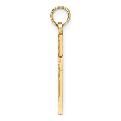 10K Yellow Gold Diamond-Cut Block Cross Charm – view 3